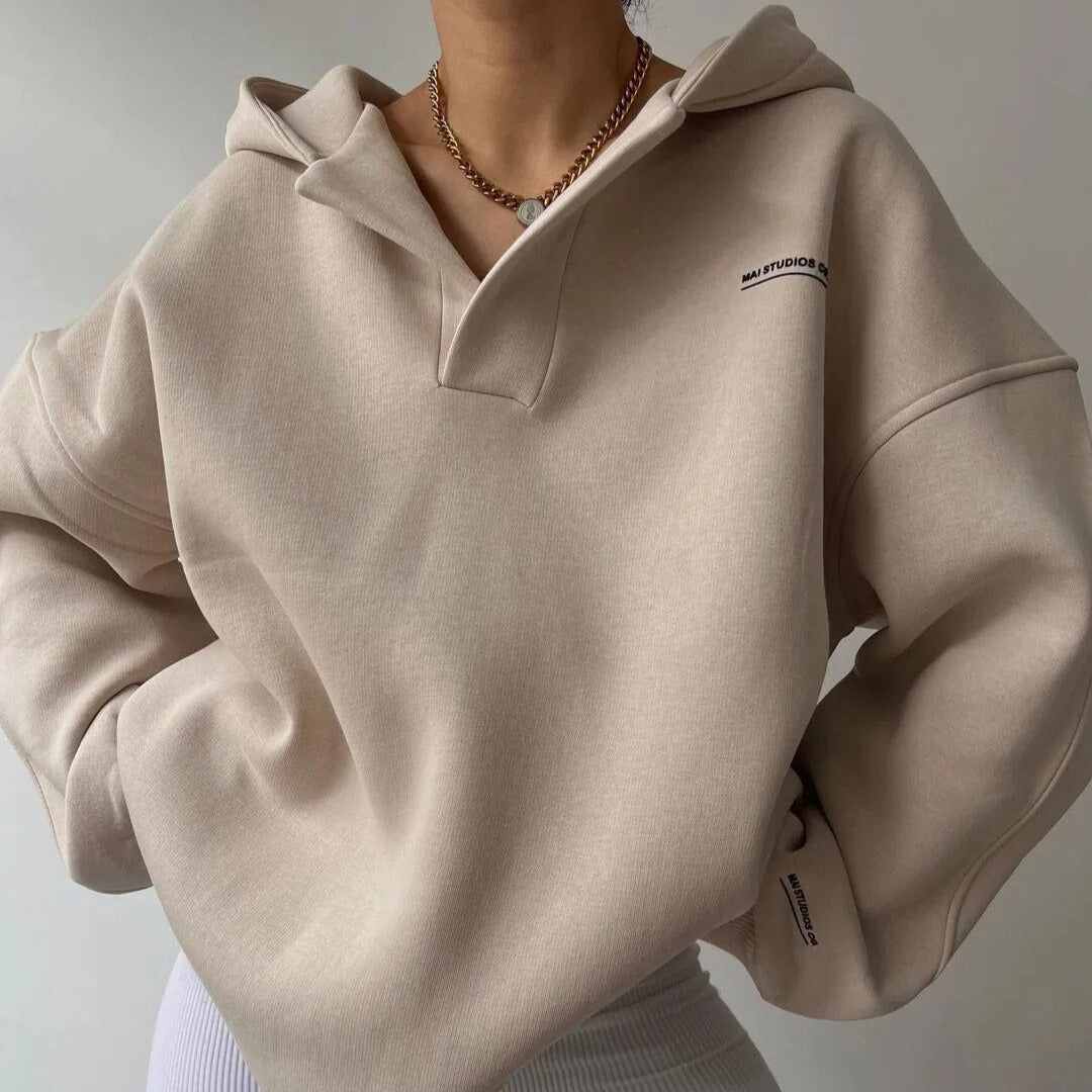 Oversized hoodies met ronde hals – Zachte minimalistische trui voor dames