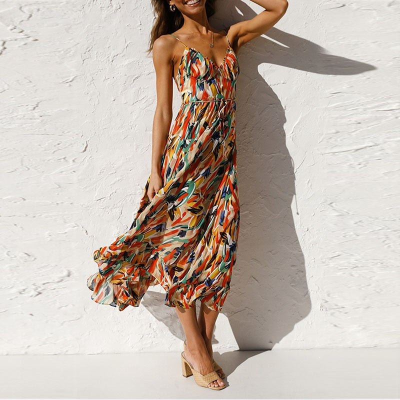 Louisa - Maxi Zomerjurk met print