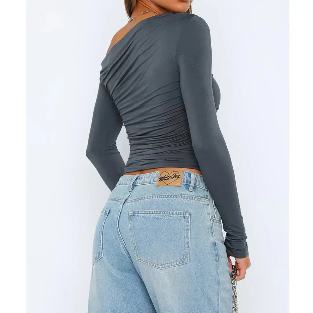 Sofia - One-Shoulder-Top mit langen Ärmeln für Damen