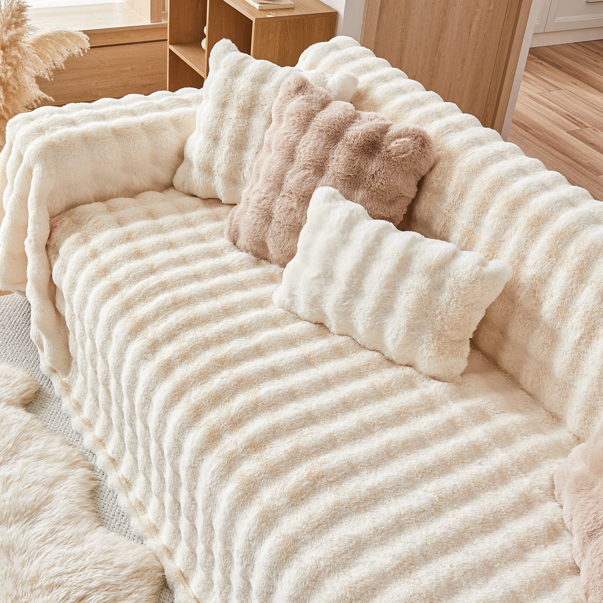 Sierkussenhoes | Imitatiebont met verborgen ritssluiting 8