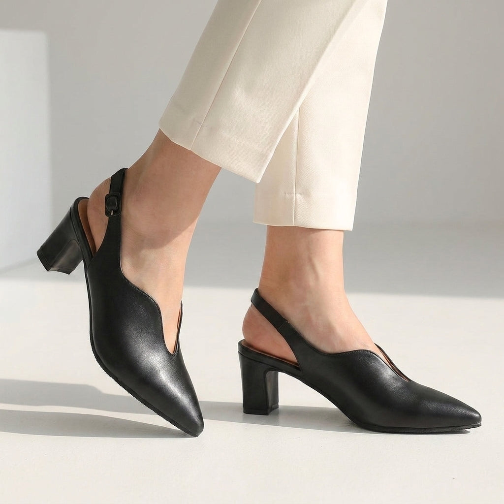 Slingback Pumps Met Blokhak | Navando