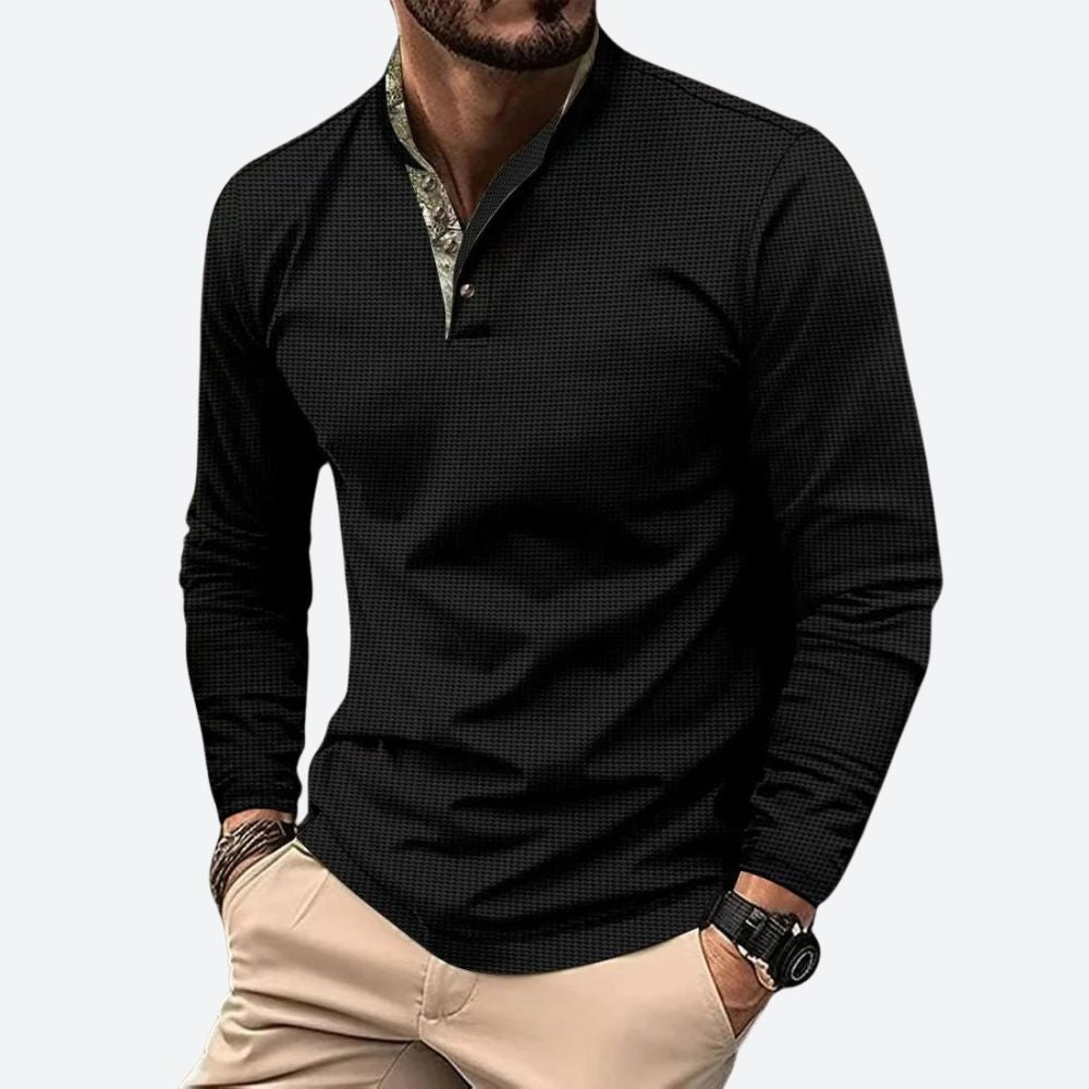 Smart-Casual Heren Poloshirt Met Lange Mouwen | Navando