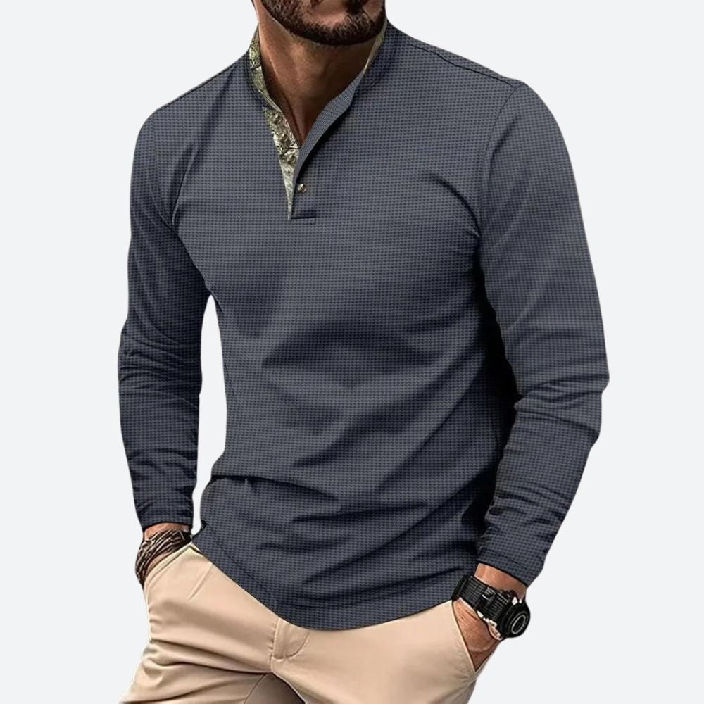 Smart-Casual Heren Poloshirt Met Lange Mouwen | Navando