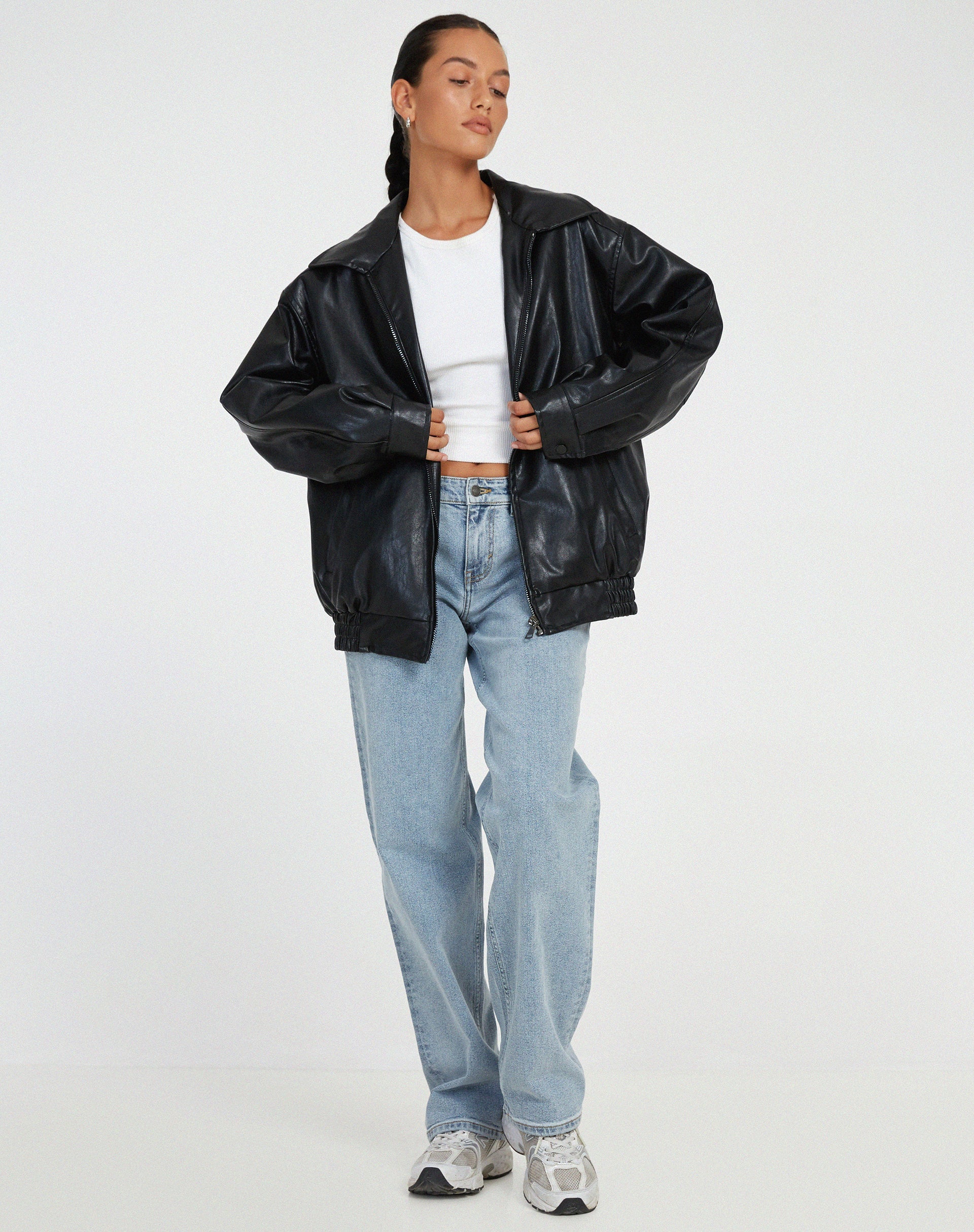 Jas_Imitatieleer_Leer_Oversized_Comfortabel_Zwart_Victoria_Mae