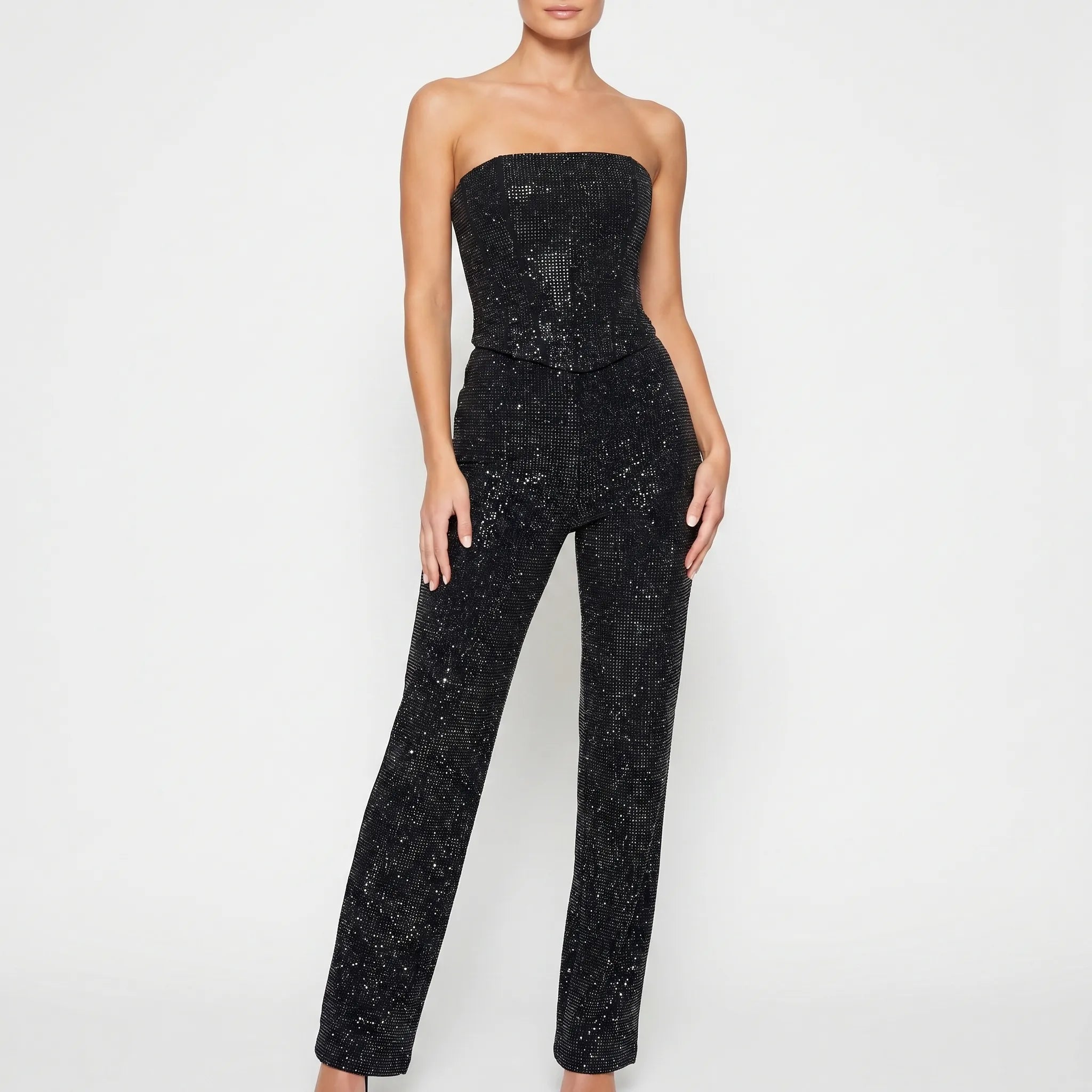 Strapless Glitter Jumpsuit | Navando