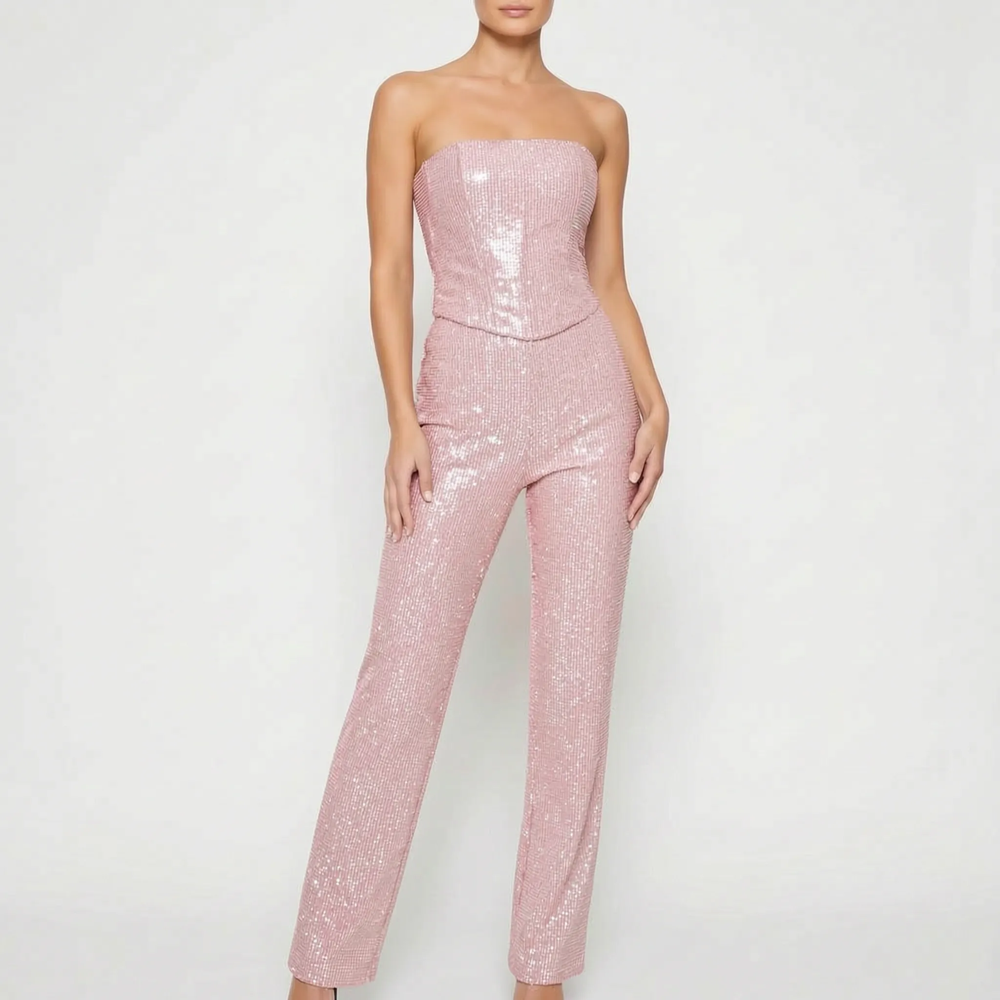 Strapless Glitter Jumpsuit | Navando