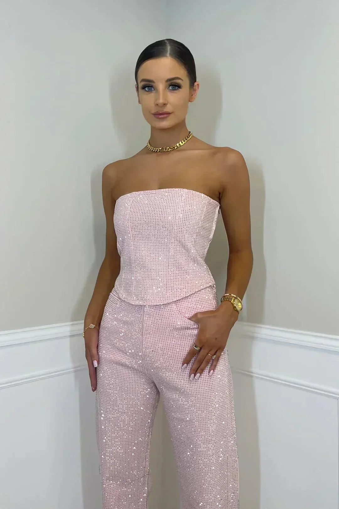 Strapless Glitter Jumpsuit | Navando