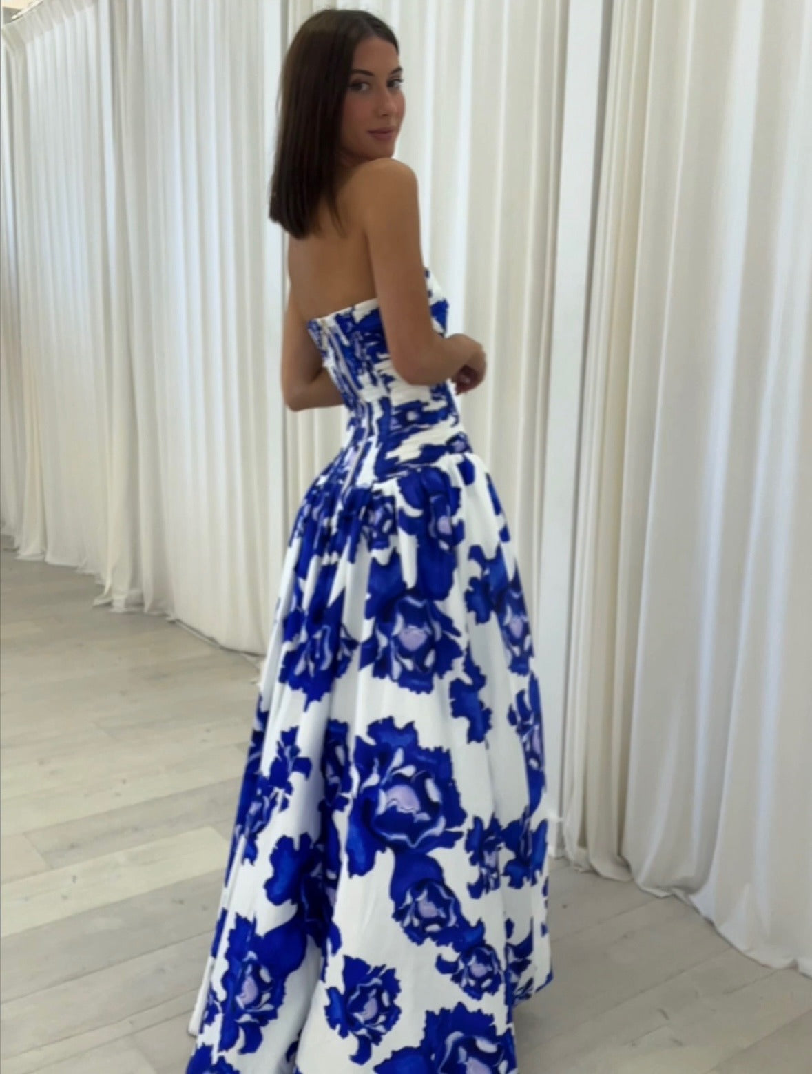 Strapless Maxi-Jurk Met Bloemenprint | Navando