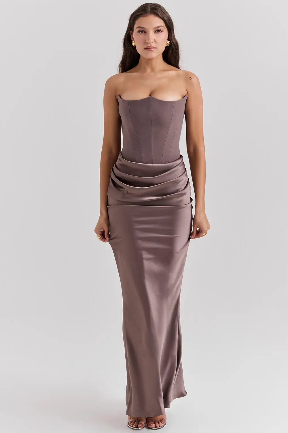 Strapless Maxi-Jurk Met Korset | Navando