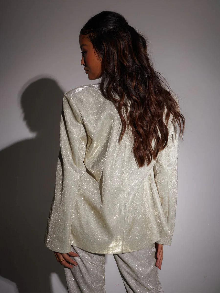 Naomi - Stijlvol en Driedelig Pak met Glitters voor Dames Top, broek en blazer