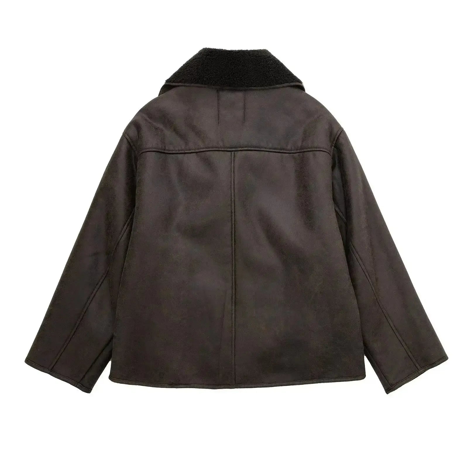 Lila - Veste Vintage en Cuir Vegan avec Doublure Teddy
