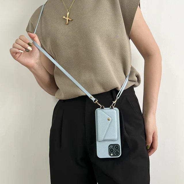 Telefoonhoesje voor dames met ketting – Leren crossbodyhoesje met kaartvak, urban chic 4