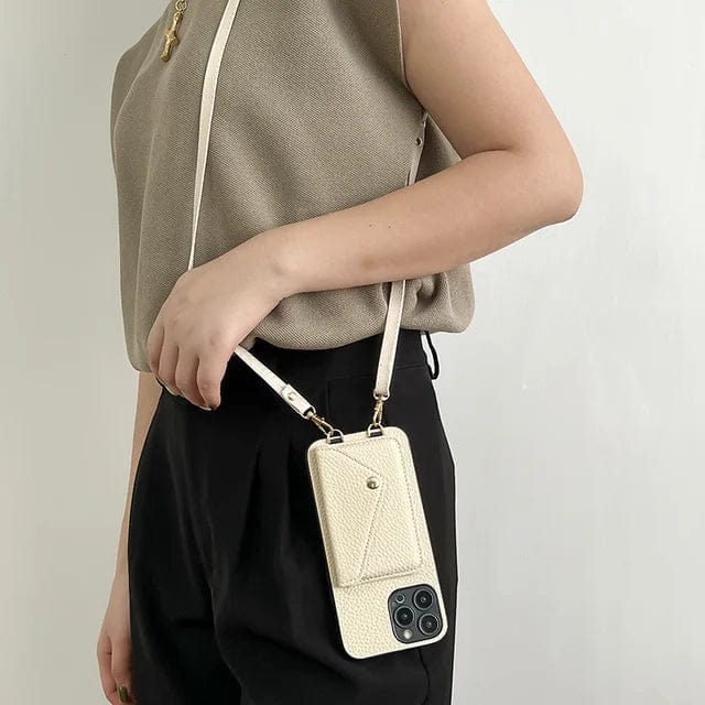 Telefoonhoesje voor dames met ketting – Leren crossbodyhoesje met kaartvak, urban chic 6