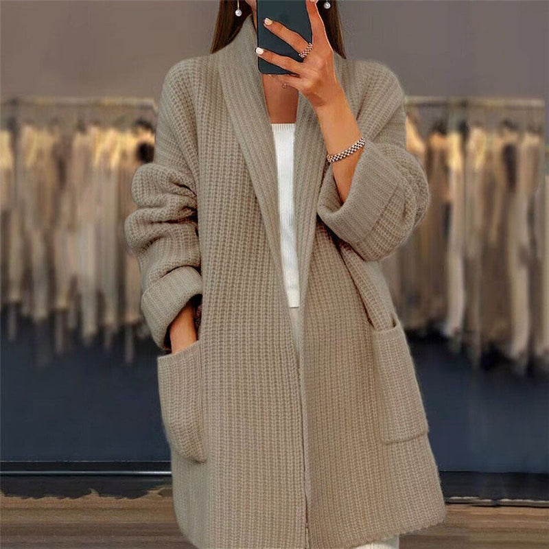 Thalira | Merinowollen oversized vest met geribde accenten 5