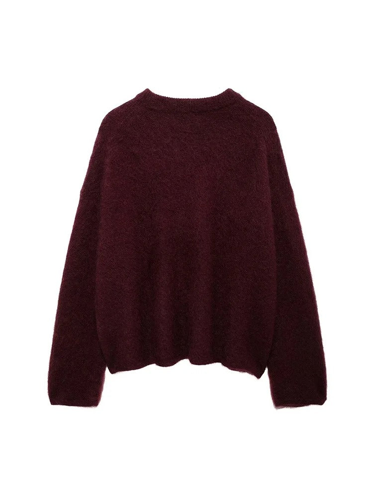 Isabelle - Zachte Gebreide Trui in Bordeaux voor Dames