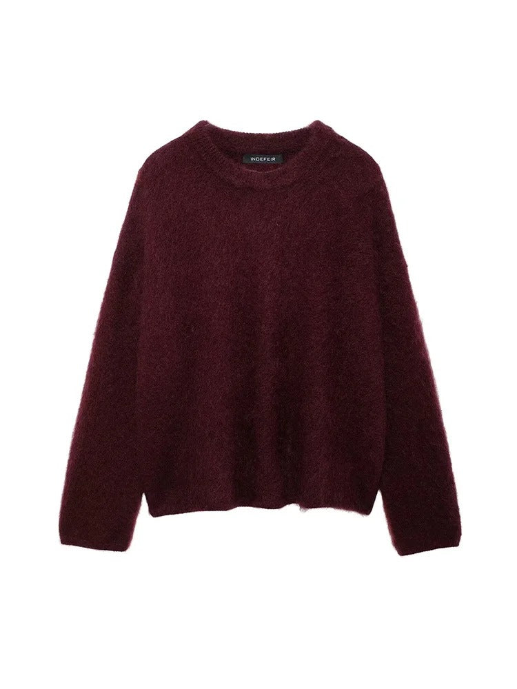 Isabelle - Zachte Gebreide Trui in Bordeaux voor Dames