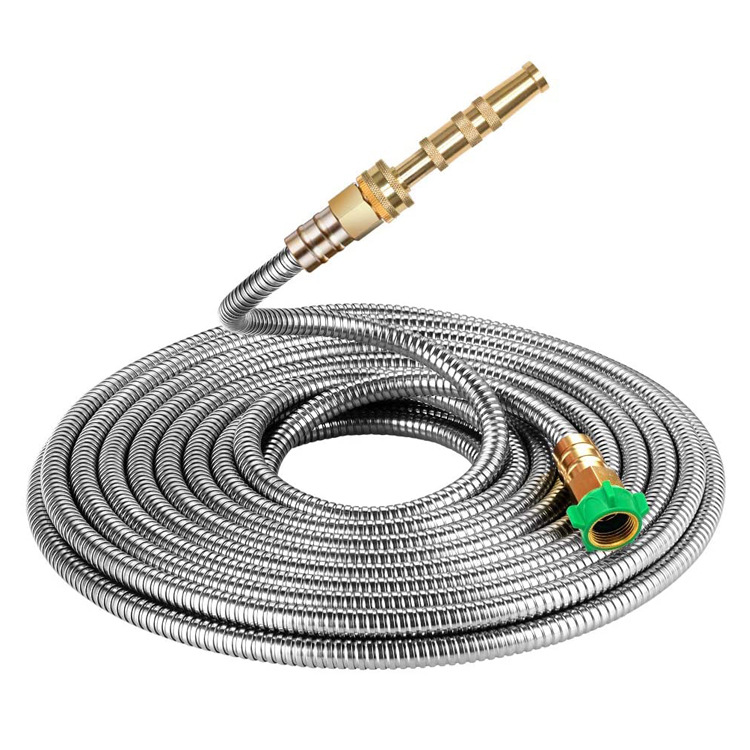 Tuinaccessoires | Flexibele roestvrijstalen tuinslang met messing aansluiting 0