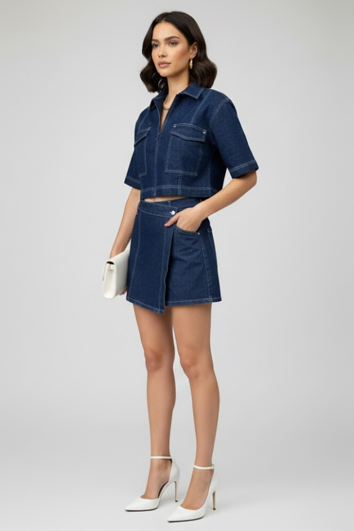 Tweedelige Set Dames Met Opvallende Stiksels | Navando