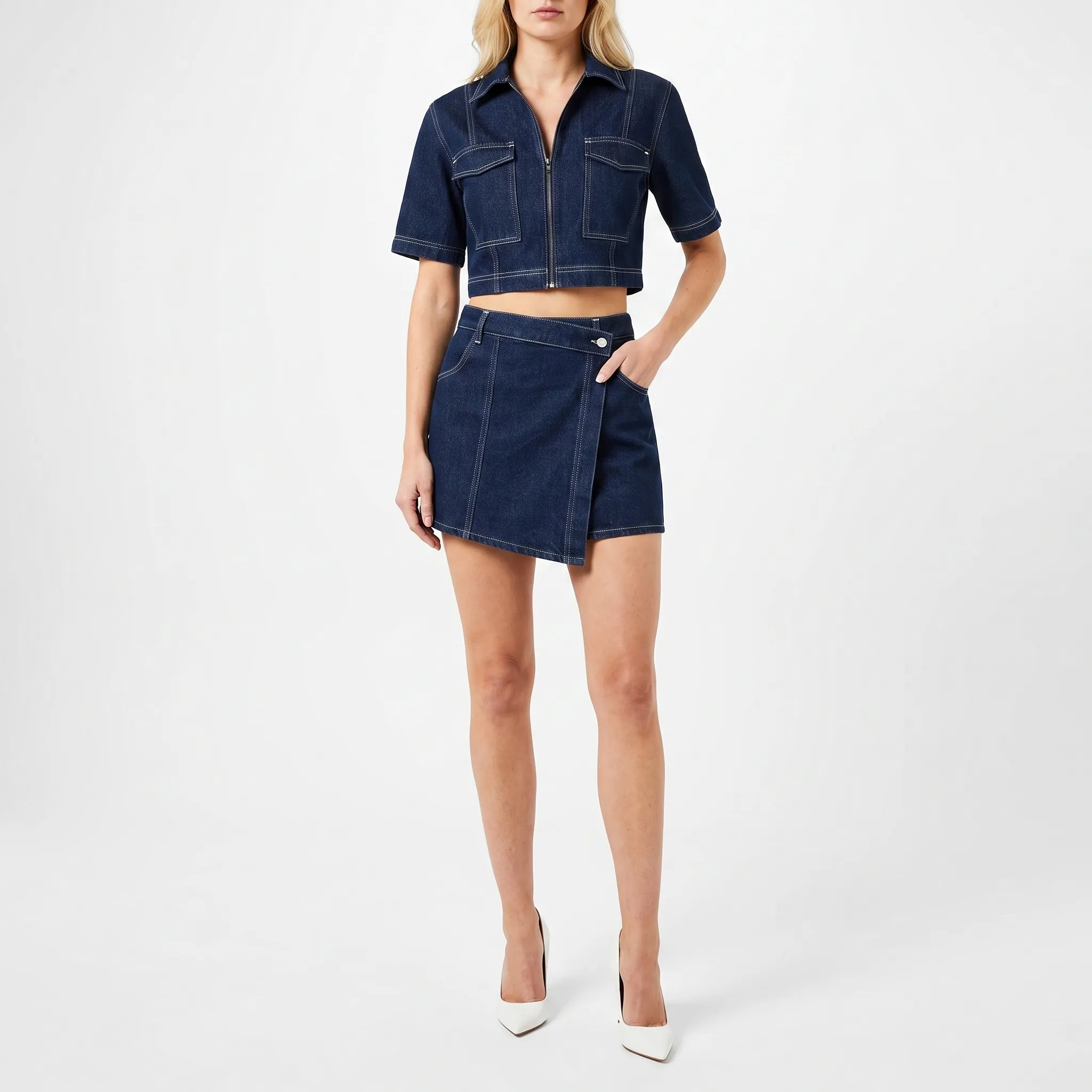 Tweedelige Set Dames Met Opvallende Stiksels | Navando