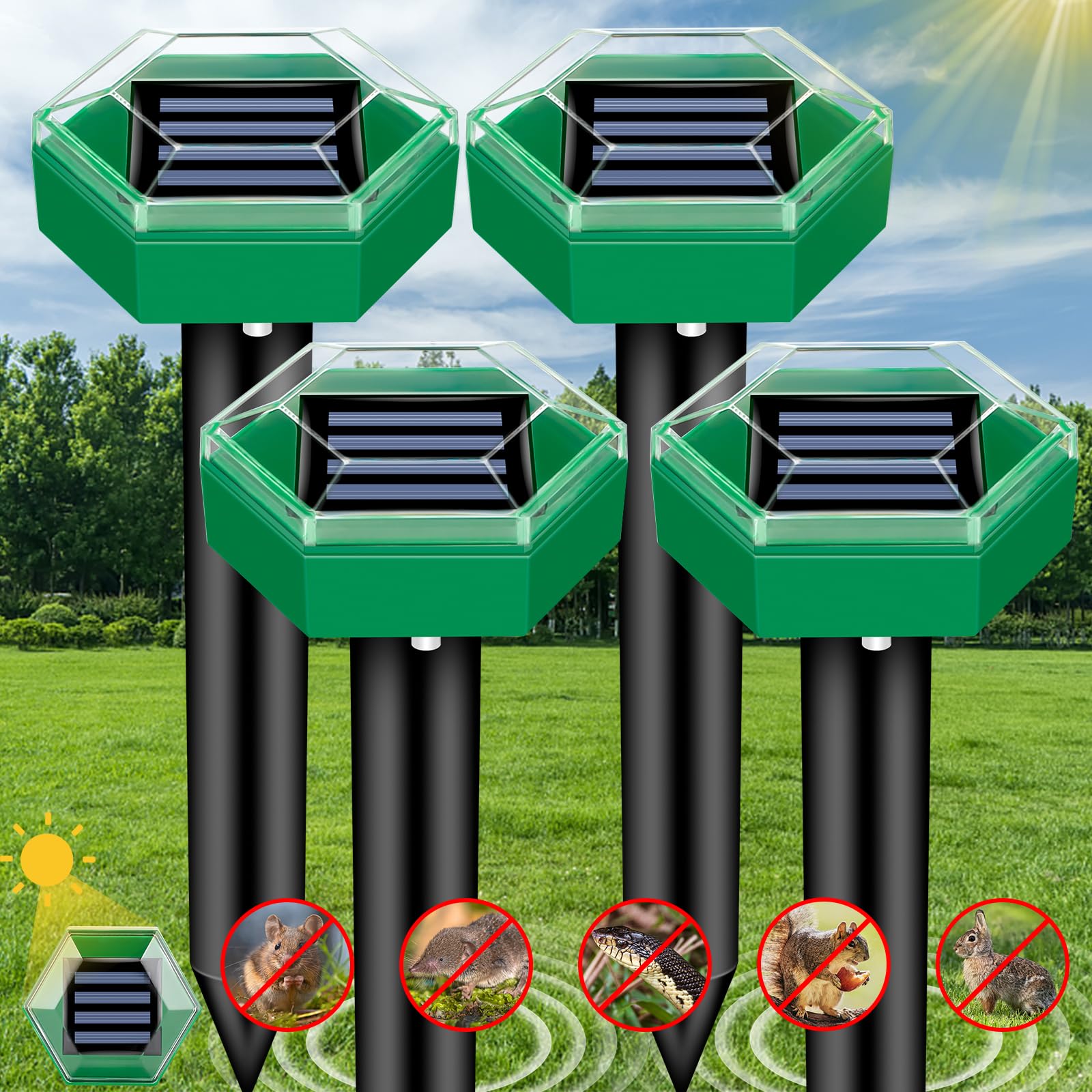 Ultrasoon | Zonne-energie, humane werking, waterdichte mollenverjager 0