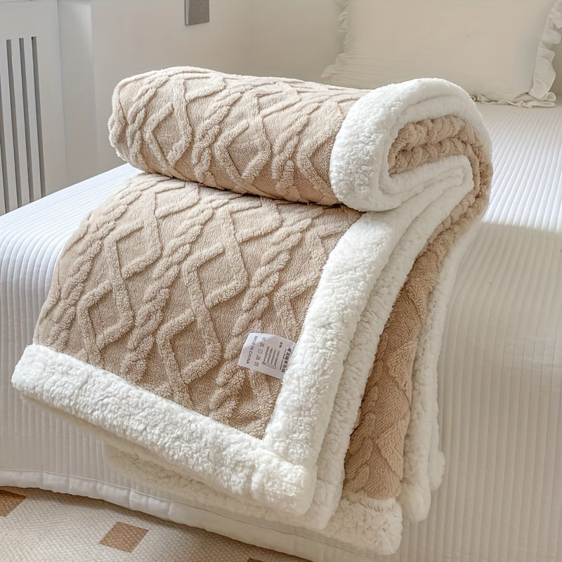 Valerie | Geometrisch Geweven Omkeerbare Fleece Plaid