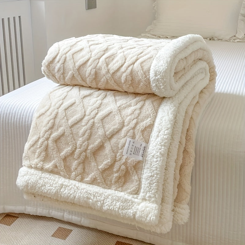 Valerie | Geometrisch Geweven Omkeerbare Fleece Plaid