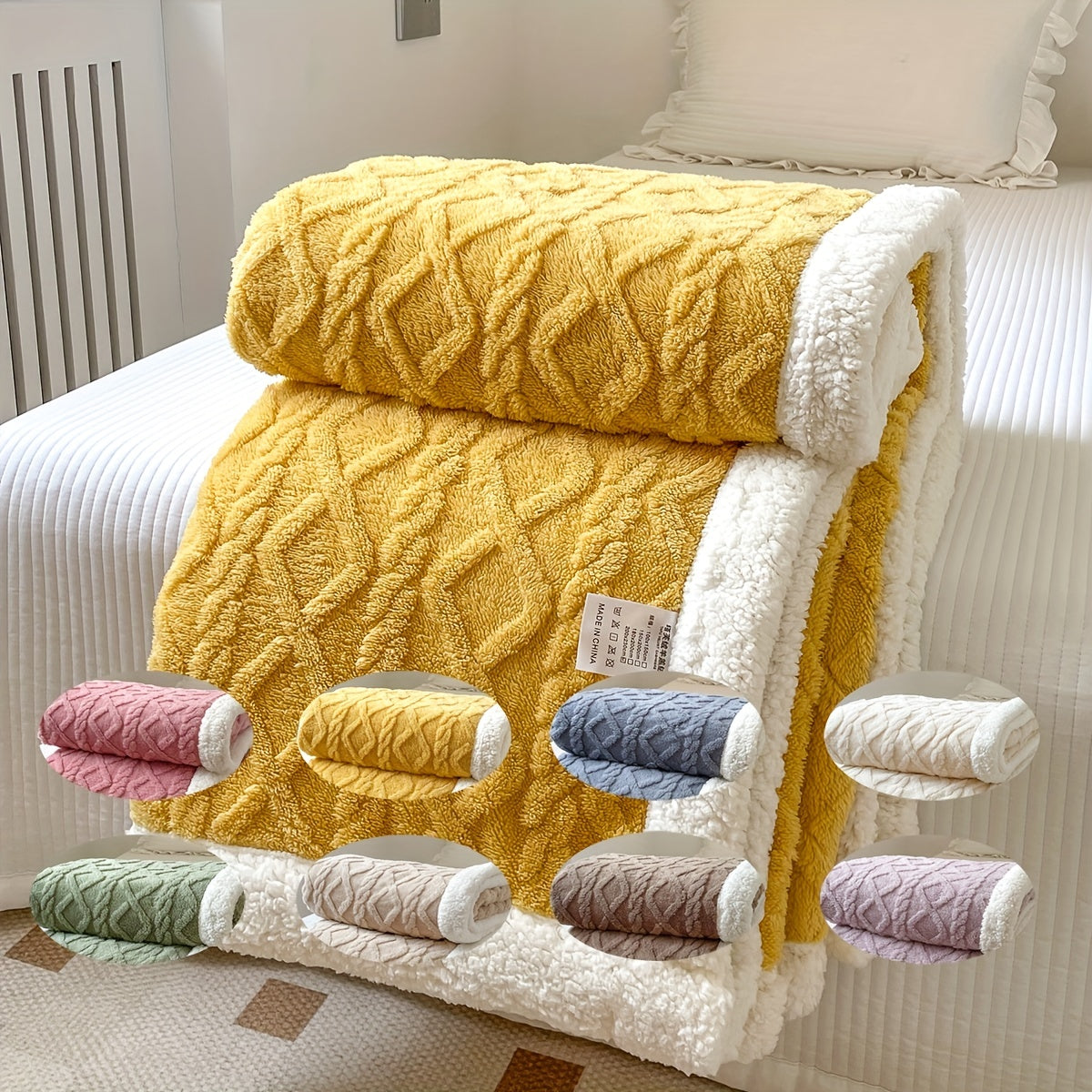 Valerie | Geometrisch Geweven Omkeerbare Fleece Plaid