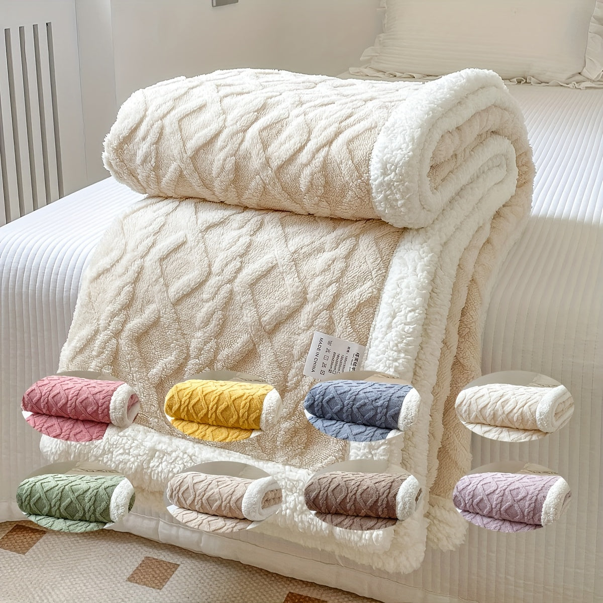 Valerie | Geometrisch Geweven Omkeerbare Fleece Plaid