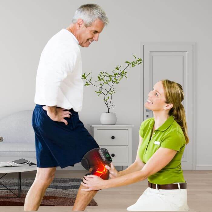 Verwarmde knie massager brace | Warmtetherapie met vibratiemassage 4