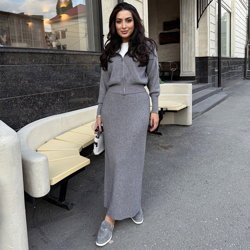 Warme gebreide winterset | Tweedelig met ritssluiting 0