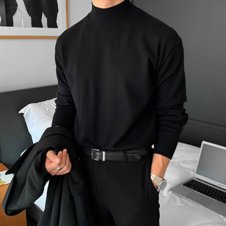 Wearoldmoney | Slim fit zwarte coltrui van katoenmix 0