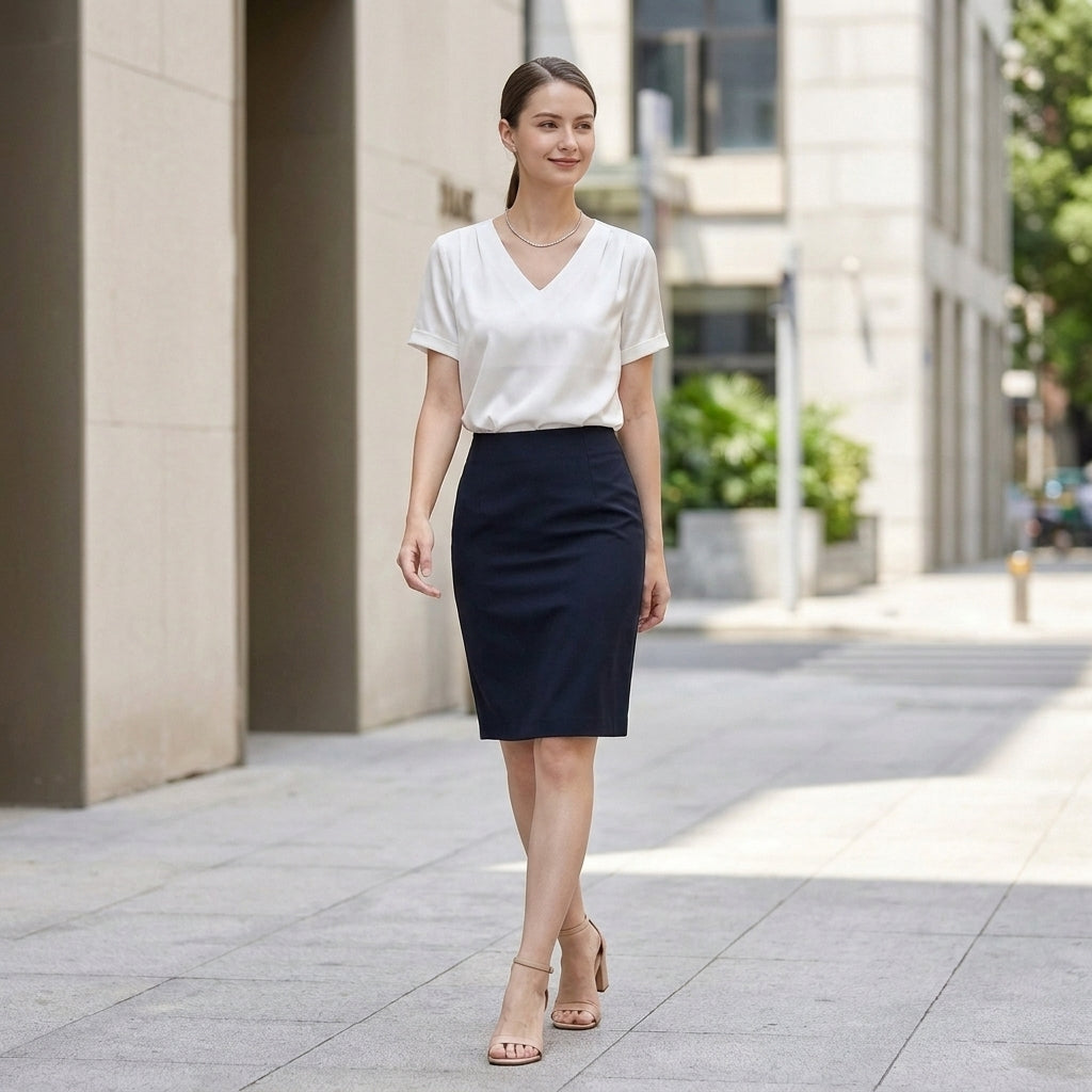 Witte Blouse Met V-Hals | Navando