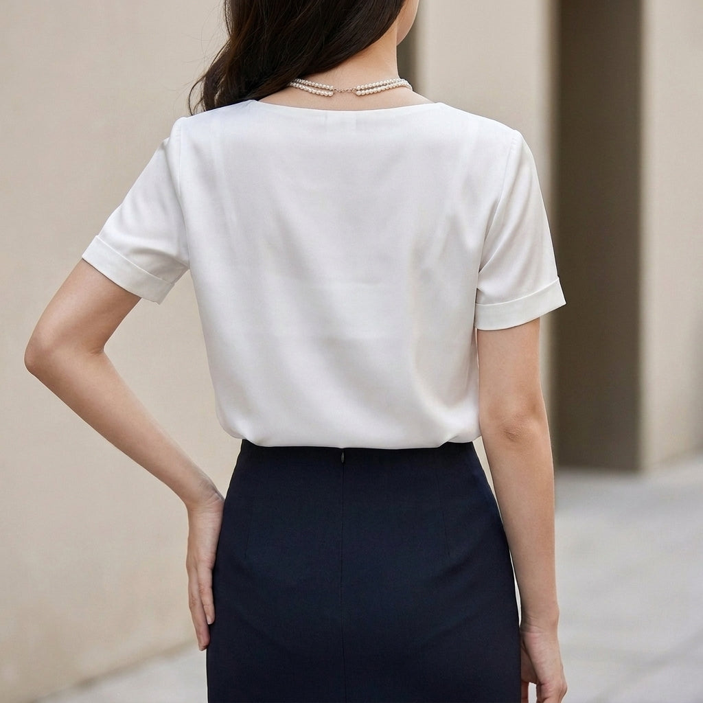 Witte Blouse Met V-Hals | Navando