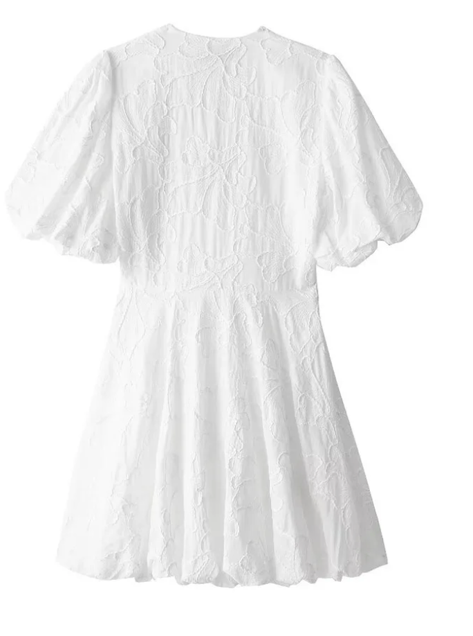 Witte Zomerjurk Met Pofmouwen | Navando