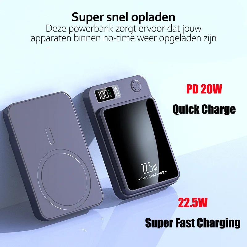 Xiaomi | Draadloze magnetische powerbank met LED-display, 22.5W snelladen 3