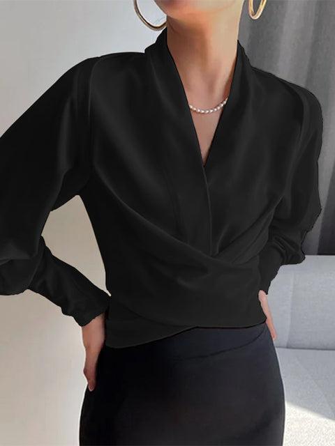 Serilda - Bluse mit Ballonärmeln und V-Ausschnitt