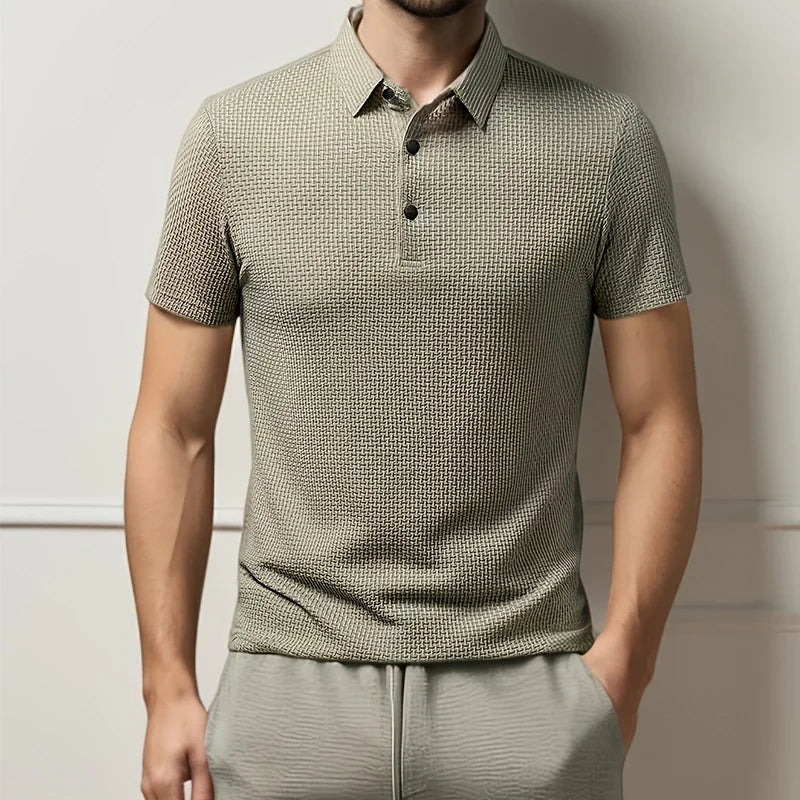 Zakelijk | Korte mouwen poloshirt met motief van ademend polyester 1