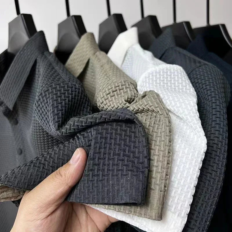 Zakelijk | Korte mouwen poloshirt met motief van ademend polyester 2
