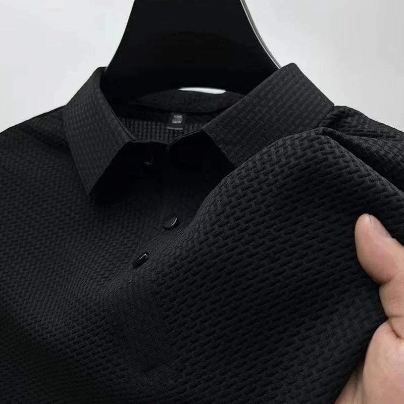 Zakelijk | Korte mouwen poloshirt met motief van ademend polyester 8
