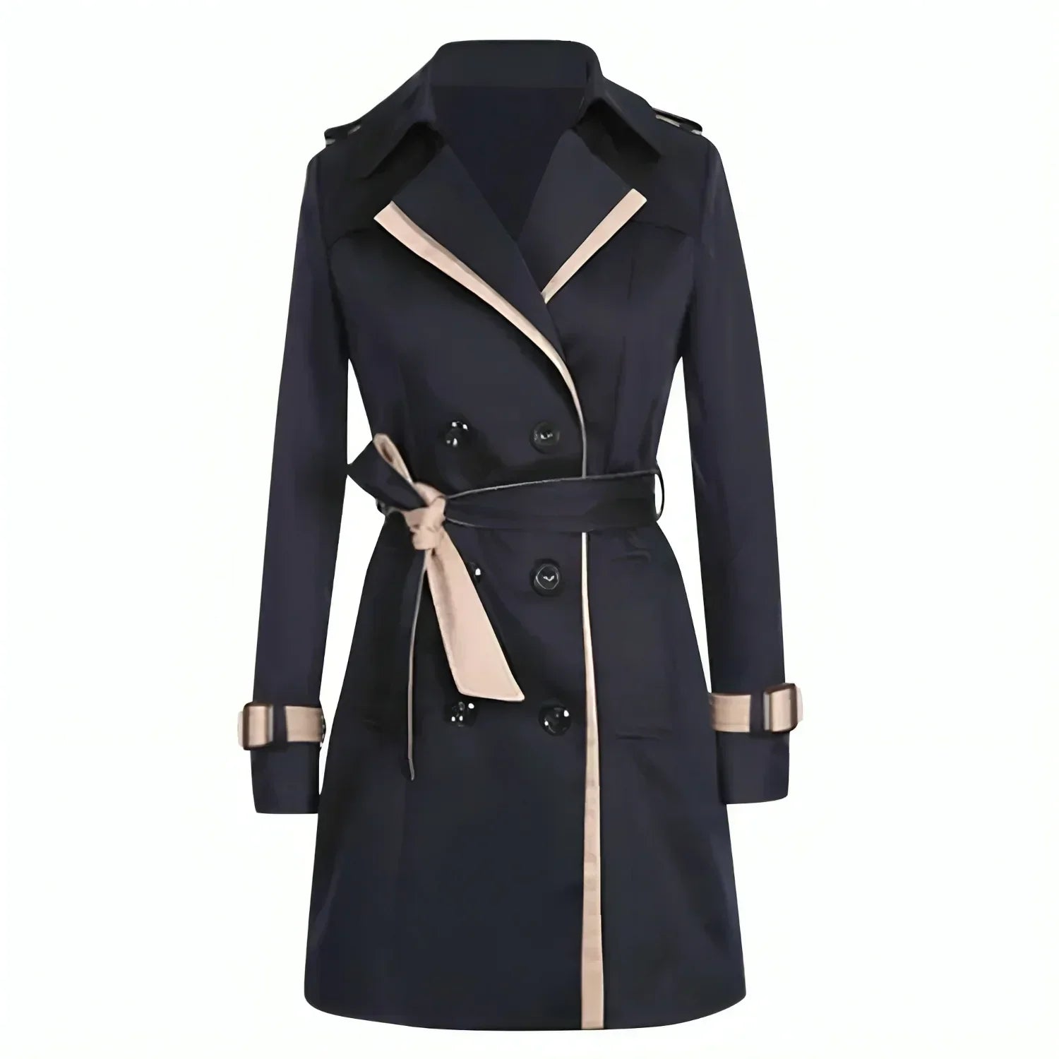Lange waterafstotende trenchcoat – Klassieke damesstijl met riem