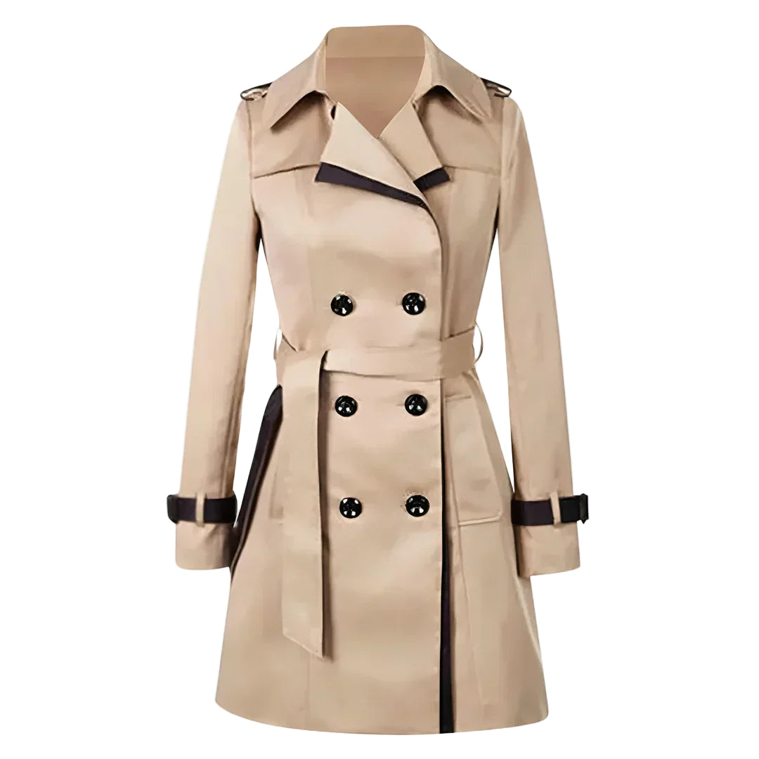 Lange waterafstotende trenchcoat – Klassieke damesstijl met riem
