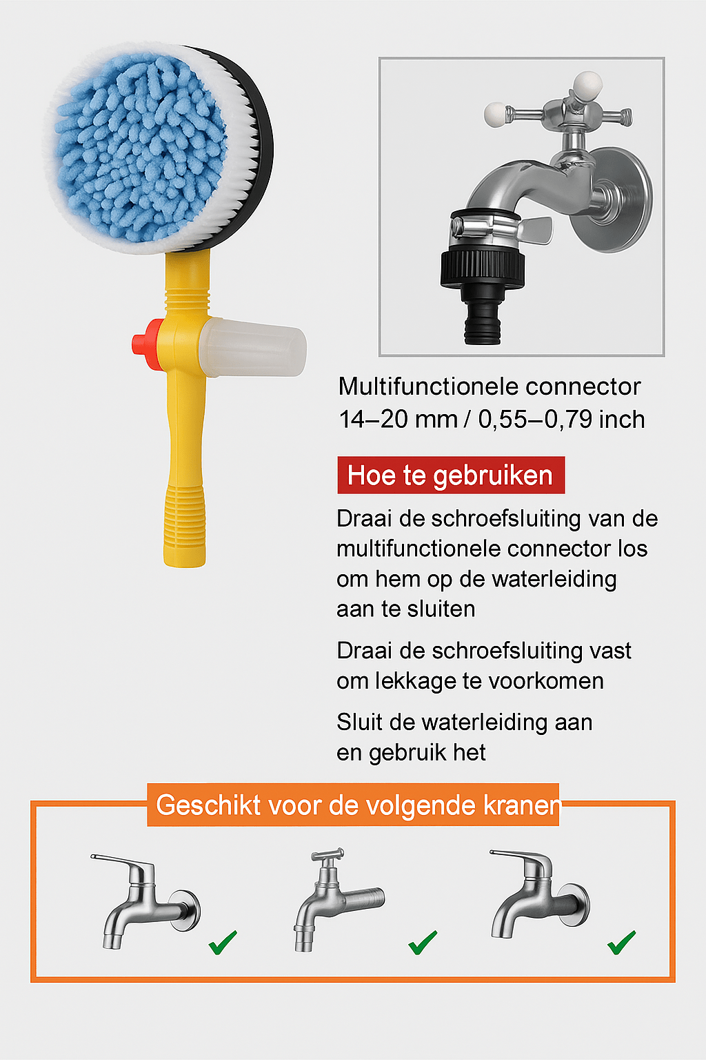 Zelfroterende Wasborstel Op Waterdruk | Navando