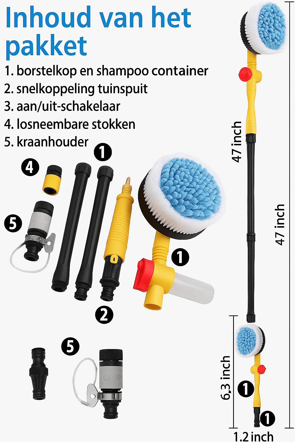 Zelfroterende Wasborstel Op Waterdruk | Navando