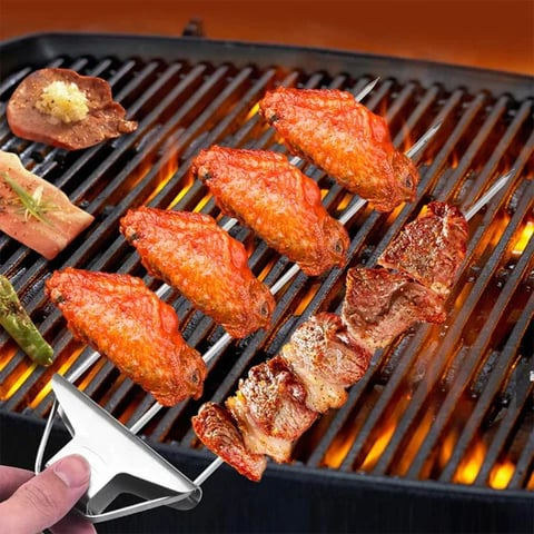 Zilverkleurige Multi-Prong Bbq Spies | Navando