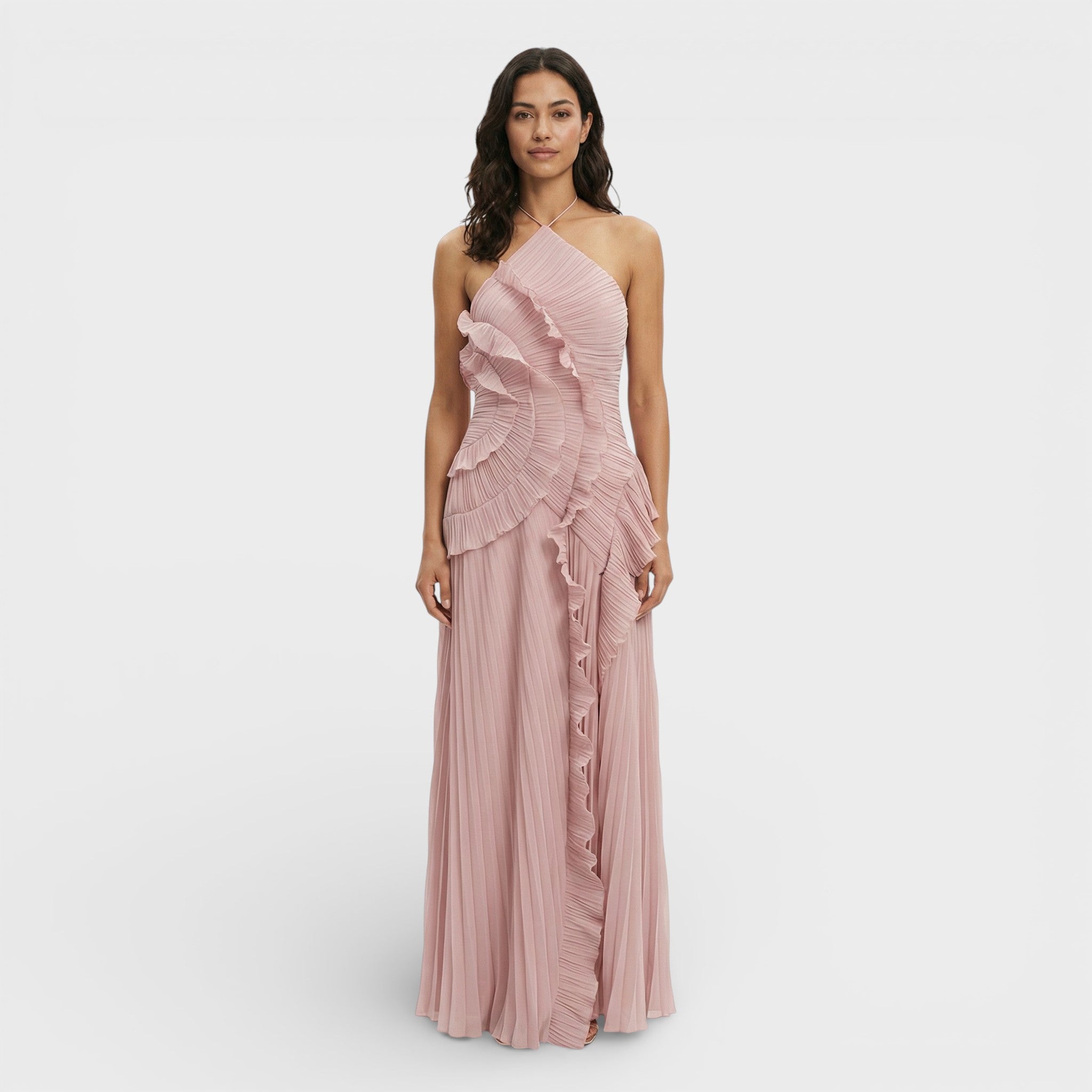 Zomermode | Lange Geplooide Halterjurk 5