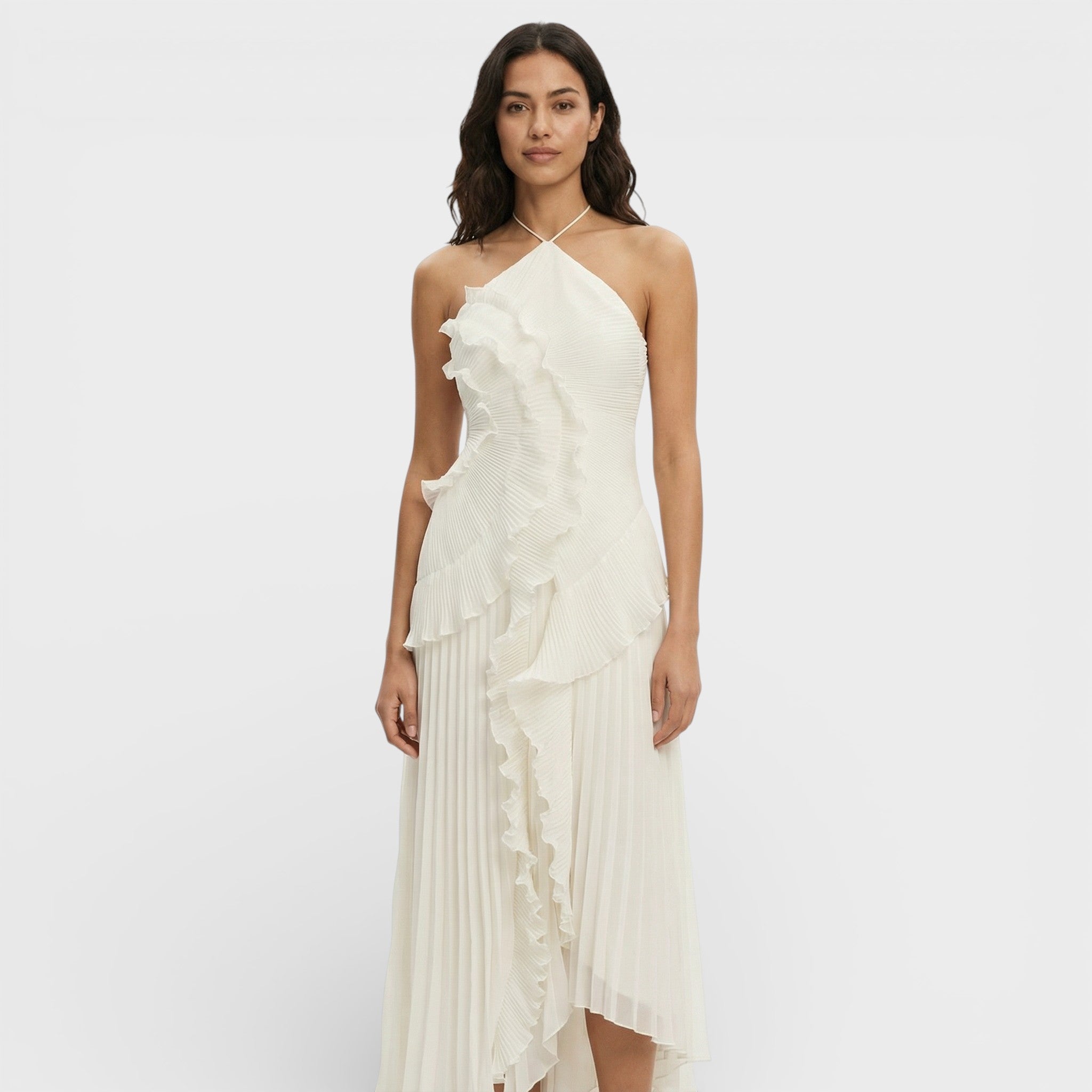 Zomermode | Lange Geplooide Halterjurk 6