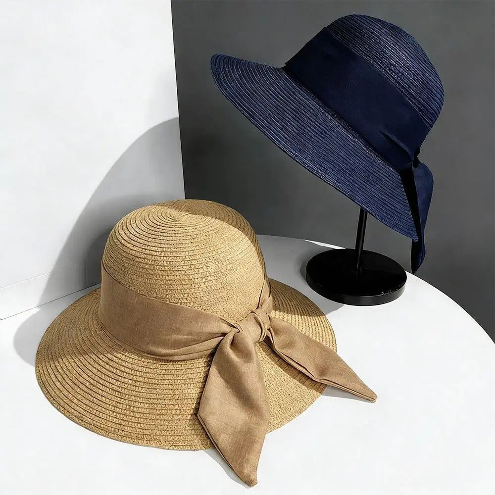 Zonnehoed Dames - Elegante Strohoed met Strik - UV-Bescherming | Navando