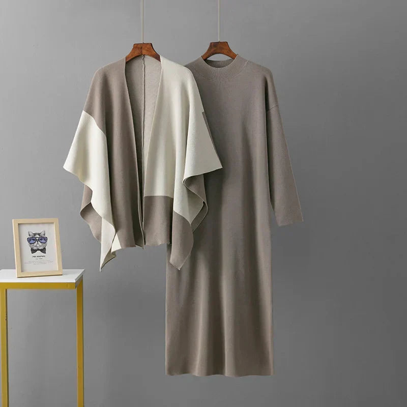 Zoviska | Gebreide jurk en vest set 0