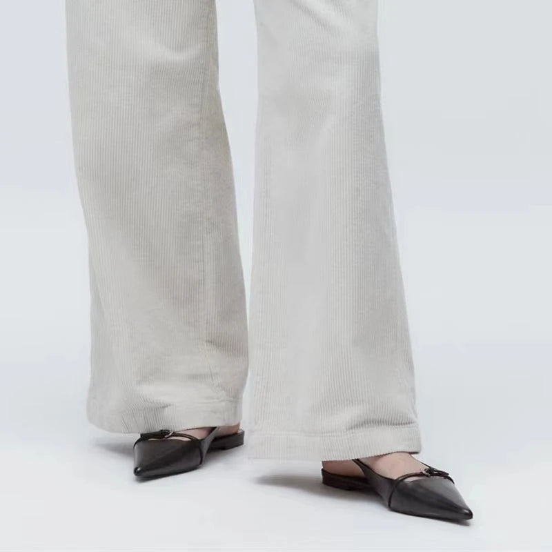 Zwarte Platte Slingback Met Spitse Neus | Navando