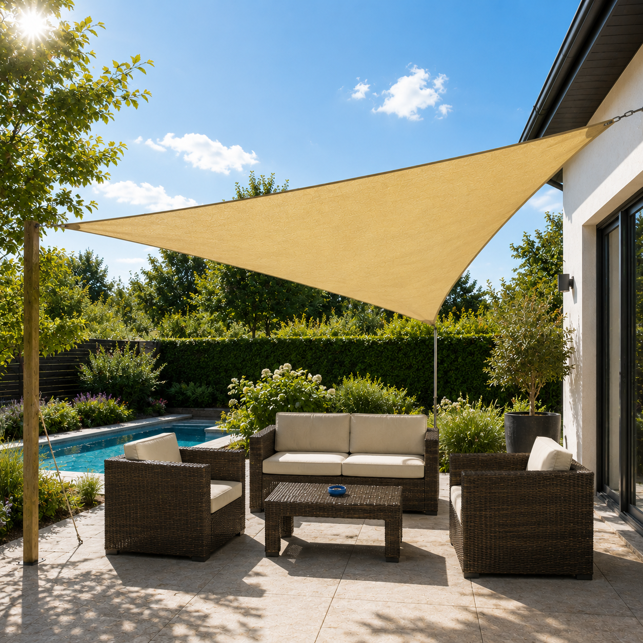 Zwevend Waterafstotend Schaduwdoek Voor De Tuin | Navando